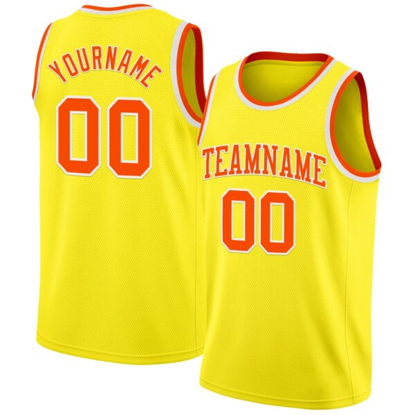 Custom Light Yellow Orange-White Authentic Basketball Jersey