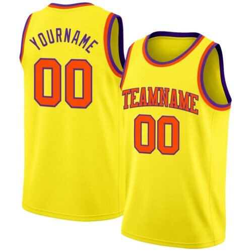 Custom Light Yellow Orange-Purple Authentic Basketball Jersey