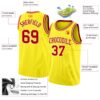 Custom Light Yellow Red-White Authentic Basketball Jersey
