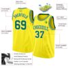 Custom Light Yellow Kelly Green-White Authentic Basketball Jersey