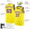 Custom Light Yellow Purple-White Authentic Basketball Jersey
