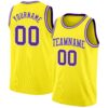 Custom Light Yellow Purple-White Authentic Basketball Jersey