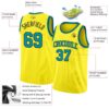 Custom Light Yellow Teal-Black Authentic Basketball Jersey