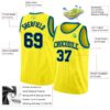 Custom Light Yellow Navy-Teal Authentic Basketball Jersey