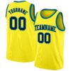 Custom Light Yellow Navy-Teal Authentic Basketball Jersey