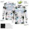 Custom White White-Light Blue Hawaii Palm Trees 3D Pattern Long Sleeve Performance T-Shirt