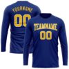 Custom Royal Gold-White Long Sleeve Performance T-Shirt