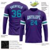 Custom Purple Teal-White Long Sleeve Performance T-Shirt