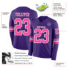 Custom Purple Pink-White Long Sleeve Authentic Football Jersey