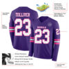 Custom Purple White-Pink Long Sleeve Authentic Football Jersey