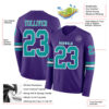 Custom Purple Teal-White Long Sleeve Authentic Football Jersey