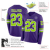 Custom Purple Neon Green-White Long Sleeve Authentic Football Jersey