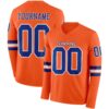 Custom Orange Royal-White Long Sleeve Authentic Football Jersey