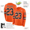 Custom Orange Black-White Long Sleeve Authentic Football Jersey