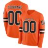 Custom Orange Black-White Long Sleeve Authentic Football Jersey