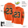 Custom Orange Black Cream-Old Gold Long Sleeve Authentic Football Jersey