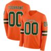 Custom Orange Green-White Long Sleeve Authentic Football Jersey