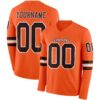 Custom Orange Brown-White Long Sleeve Authentic Football Jersey