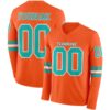 Custom Orange Aqua-White Long Sleeve Authentic Football Jersey