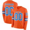 Custom Orange Powder Blue-White Long Sleeve Authentic Football Jersey