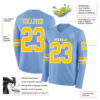 Custom Light Blue Yellow-White Long Sleeve Authentic Football Jersey