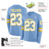 Custom Light Blue White-Yellow Long Sleeve Authentic Football Jersey