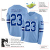 Custom Light Blue Royal-White Long Sleeve Authentic Football Jersey
