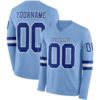 Custom Light Blue Royal-White Long Sleeve Authentic Football Jersey
