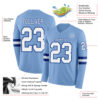 Custom Light Blue White-Royal Long Sleeve Authentic Football Jersey