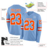 Custom Light Blue Orange-White Long Sleeve Authentic Football Jersey