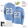 Custom Light Blue White-Navy Long Sleeve Authentic Football Jersey