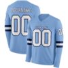Custom Light Blue White-Navy Long Sleeve Authentic Football Jersey