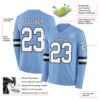 Custom Light Blue White-Black Long Sleeve Authentic Football Jersey