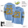 Custom Light Blue Old Gold-Black Long Sleeve Authentic Football Jersey