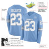 Custom Light Blue White-Gray Long Sleeve Authentic Football Jersey