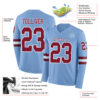 Custom Light Blue Crimson-White Long Sleeve Authentic Football Jersey