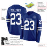 Custom Royal White Long Sleeve Authentic Football Jersey