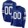Custom Royal White Long Sleeve Authentic Football Jersey