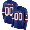 Custom Royal White-Red Long Sleeve Authentic Football Jersey