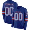 Custom Royal Light Blue-Red Long Sleeve Authentic Football Jersey