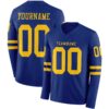 Custom Royal Yellow Long Sleeve Authentic Football Jersey