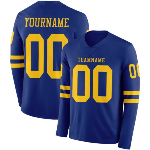 LongSleeve0742 Custom Royal Yellow Long Sleeve Authentic Football Jersey