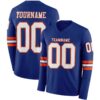 Custom Royal White-Orange Long Sleeve Authentic Football Jersey
