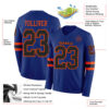 Custom Royal Black-Orange Long Sleeve Authentic Football Jersey