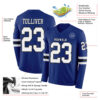 Custom Royal White-Black Long Sleeve Authentic Football Jersey