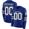 Custom Royal White-Black Long Sleeve Authentic Football Jersey