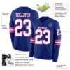 Custom Royal White-Pink Long Sleeve Authentic Football Jersey