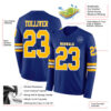 Custom Royal Gold-White Long Sleeve Authentic Football Jersey