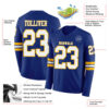 Custom Royal White-Gold Long Sleeve Authentic Football Jersey