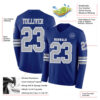 Custom Royal Gray-White Long Sleeve Authentic Football Jersey